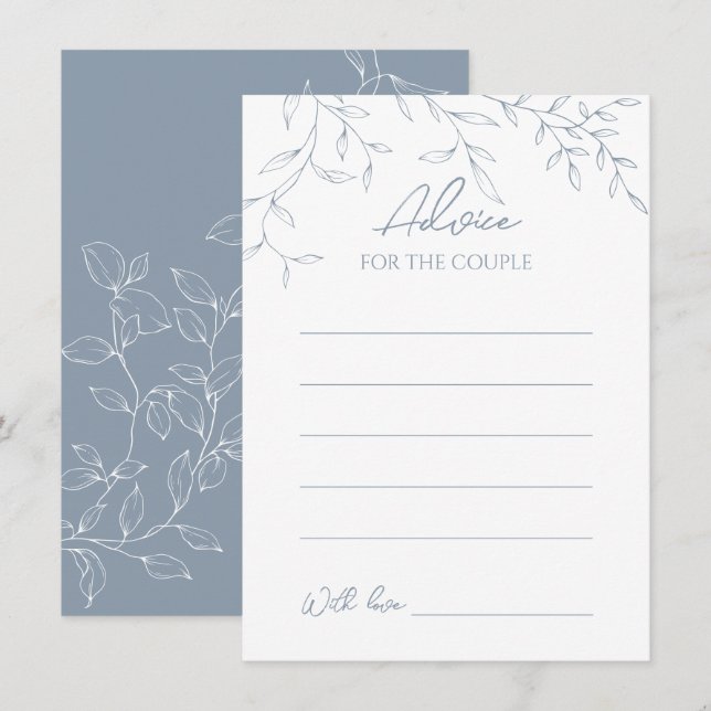 Conseil Carte de conseils de mariage à feuilles minimales  (Devant / Derrière)