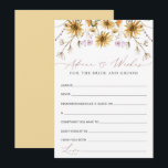 Conseil Carte de conseils de mariage Élégant Tournesol<br><div class="desc">Dans l'ensemble, la carte de fête prénuptiale "Sunflower Advice & Wishes for Bride and Groom" est un mélange époustouflant de charme automnal et d'élégance artistique. Les illustrations complexes de tournesols, la palette de couleurs captivante et la calligraphie exquise se réunissent pour créer un design visuellement époustouflant et émotionnellement significatif. Cette...</div>