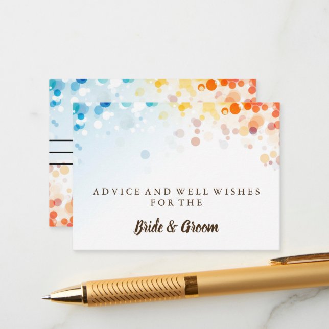 Conseil Carte de conseils de mariage en faux-feuille dorée (Devant/Arrière en situation)
