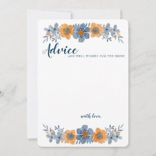 Conseil Carte de conseils de mariage Fleur Bleue et Orange