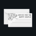 Conseil Carte de conseils de mariage floraux modernes noir<br><div class="desc">Un design floral moderne dans une palette de couleurs monochromes composé de pavots et de roses dessinés en noir sur fond blanc.</div>