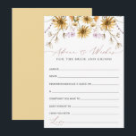 Conseil Carte de conseils de mariage Tournesol Élégant<br><div class="desc">Dans l'ensemble, la carte de fête de mariage Sunflower Advice & Wishes for Bride and Groom est un mélange époustouflant de charme automnal et d'élégance artistique. Les illustrations complexes de tournesols, la palette de couleurs captivante et la calligraphie exquise se réunissent pour créer un design visuellement époustouflant et émotionnellement significatif....</div>