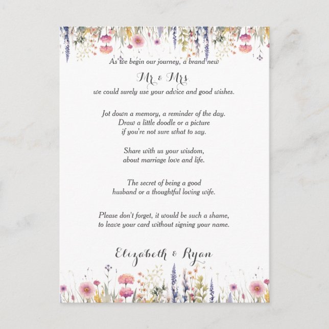 Conseil Carte de conseils de mariage Vœux d'amour et de vi (Devant)