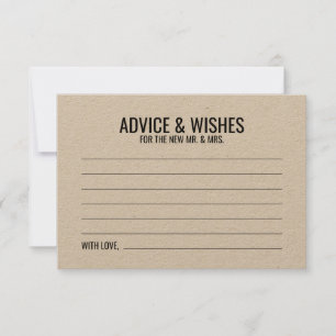 Conseil Carte de conseils et vœux de mariage rustique