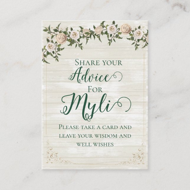 Conseil Carte de conseils plats pour la fête de mariage 'S (Devant)