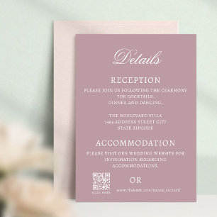 Conseil Carte de détails de mariage Rose Poussiéreuse