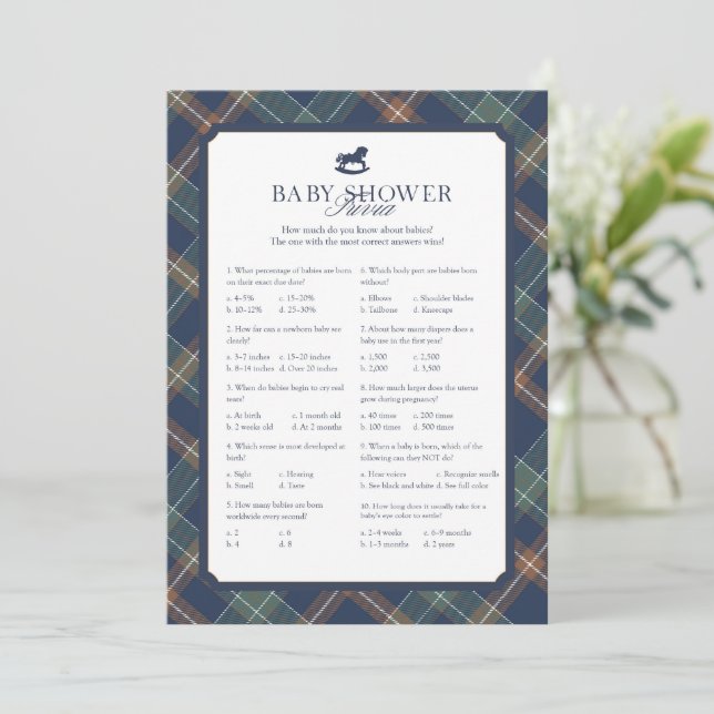 Conseil Carte de jeu de trivia classique pour baby shower (Debout devant)