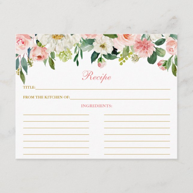 Conseil Carte de recette rose blanc floral Douche Or (Devant)