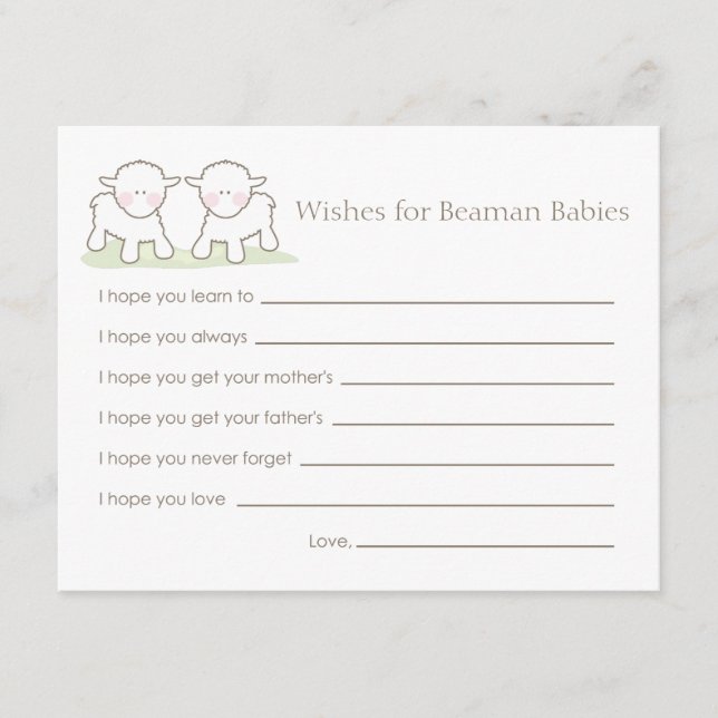 Conseil Carte de souhaits baby shower - Twin Little Lambs (Devant)