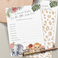 Carte de souhaits de bébé Safari Wild One Baby Gir
