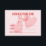 Conseil Carte Rétro Soirée et Conseils à la Mariée<br><div class="desc">Apportez une ambiance rétro ludique à votre célébration avec cette carte rose et rouge Soirée et Conseils à la Mariée. Un côté invite les invités à partager des conseils réfléchis pour la mariée, tandis que le verso est parfait pour des idées de soirées créatives et amusantes. Un souvenir élégant et...</div>