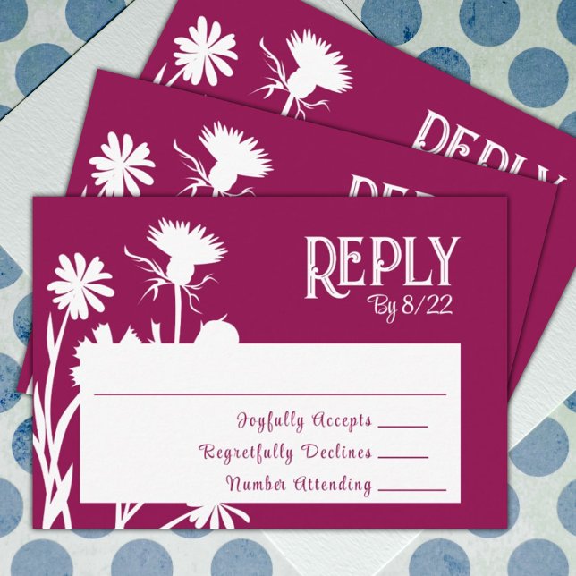 Conseil Carte RSVP botanique rose moderne (red mauve pink burgundy floral bat mitzvah rsvp reply response enclosure cards)