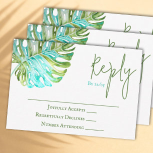 Conseil Carte RSVP de mariage de la feuille de Monstera tr