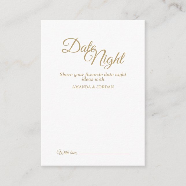 Conseil Carte simple Gold Calligraphy Date Night (Devant)