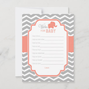 Conseil Coral Grey Chevron Voeux éléphants pour carte bébé