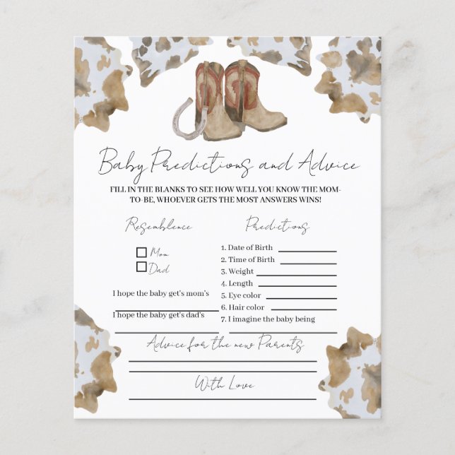 Conseil Cowboy pour nouveau jeu Parents. (Devant)