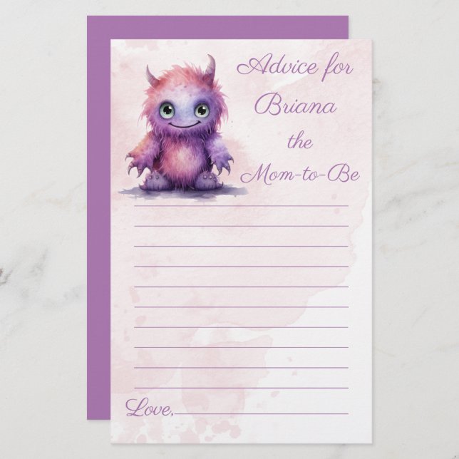 Conseil de Baby shower pour maman de Monster Hallo (Devant / Derrière)