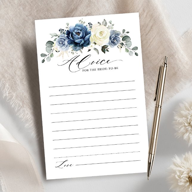 Conseil de Fête des mariées Champagne de la Marine (Dusty Blue Navy Champagne Bridal Shower Advice card)