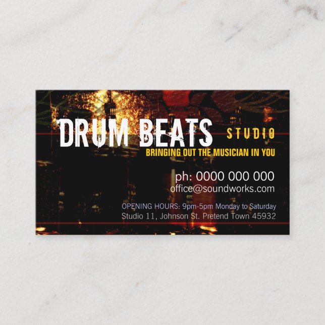 Conseil Drum Beats Music Carte de visite (Devant)