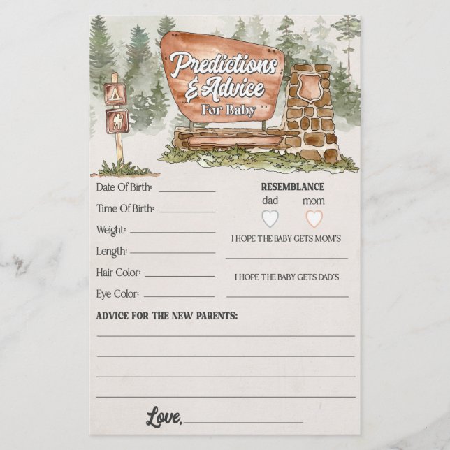 conseil du parc national pour le jeu de baby showe (Devant)