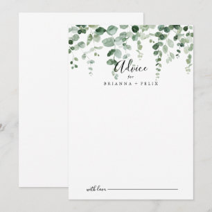 Conseil Elégant minimaliste Eucalyptus Mariage carte conse