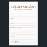 Conseil et souhaits des Mariages de Terracotta mod<br><div class="desc">Ces feuilles simples, en terre cuite et blanches, modernes, minimes, écriture manuscrite LGBTQ Conseils & Voisins sont parfaites pour avoir à votre douche nuptiale, dîner de répétition ou mariage pour les invités à remplir pour le couple heureux. Les gens vont adorer avoir les invites - ils rendent si facile de...</div>