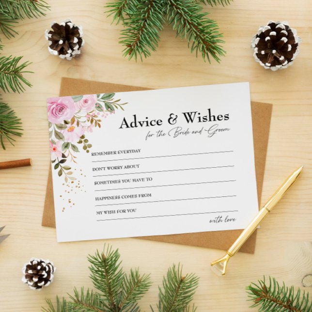 Conseil et souhaits rose cool pour la carte de mar (Cool Pink Advice & Wishes for Bride and Groom Card)