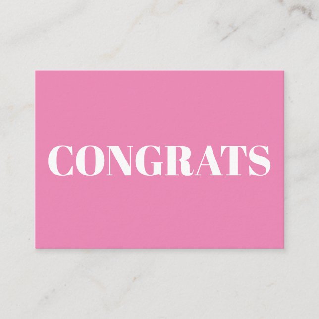 Conseil Félicitations, Félicitations, carte blanche rose (Devant)
