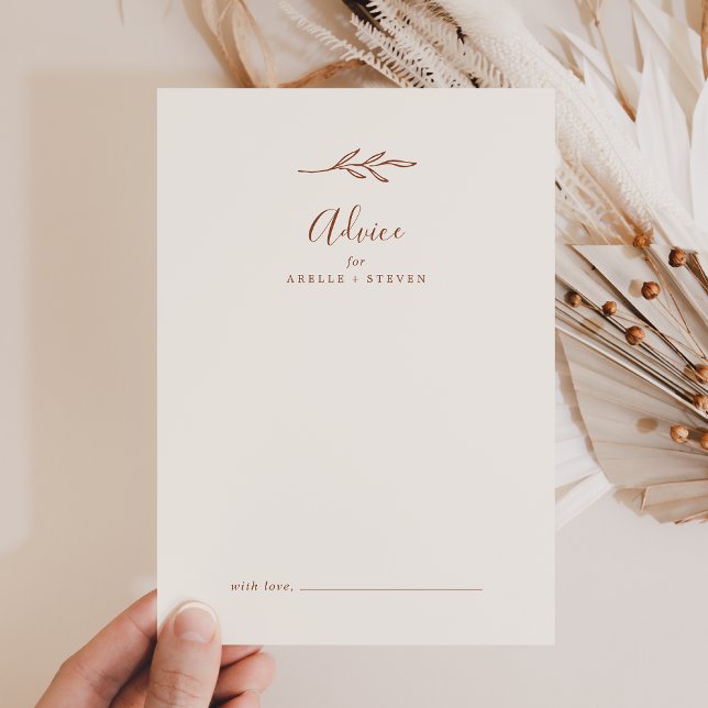 Conseil Feuille minimale | Carte Boho Cream Mariage Advice (Créateur téléchargé)
