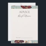 Conseil Fleur sauvage de Cuivre Bourgogne | Carte de conse<br><div class="desc">Ce fleur sauvage en cuivre bordeaux | turquoise carte conseil est parfait pour votre classique rouille boho rustique, blanc, marsala mariage. Le design présente une couronne bohème ou un bouquet de fleurs sauvages d'aquarelle moderne violet, rouge, gris et rose vif, ainsi que des oranges brûlées et de la verdure dorée....</div>