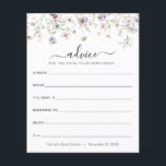 Conseil Fleur sauvage de violet délicat pour les j<br><div class="desc">Demandez aux clients de la douche de remplir ces adorables cartes de conseils à votre douche nuptiale ou à votre douche en couple. Personnalisez le avec le nom et la date de douche de la future mariée. Collection correspondante trouvée sur la boutique Adore Paper Co. Zazzle.</div>
