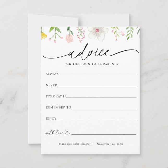 Conseil fleur sauvage pour la carte de Baby shower (Devant)