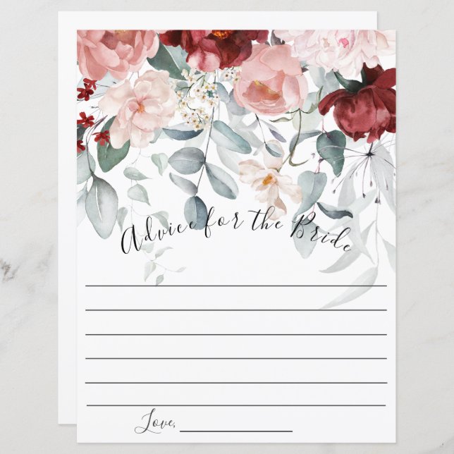 Conseil floral rose de Bourgogne pour la mariée (Devant / Derrière)