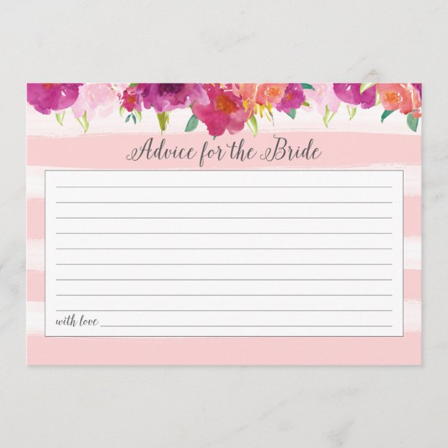 Conseil Floral rose pour la carte Mariée (Devant)