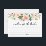 Conseil floral rose vif pour la carte d'épouse<br><div class="desc">Conseil pour la carte de fiancée avec bordure d'aquarelle rose et blanc. Vous pouvez modifier le texte,  la couleur et la taille de la police. Objets correspondants disponibles dans la boutique.</div>