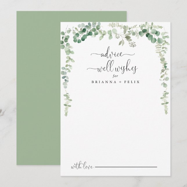 Conseil Green Eucalyptus Mariage Bonne demande Carte conse (Devant / Derrière)