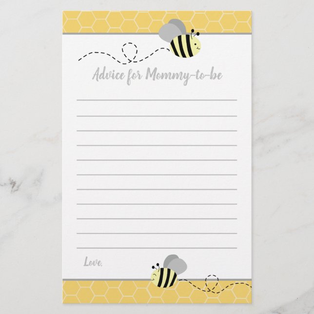 Conseil Grey Bumble Bee pour la carte Baby shower  (Devant)