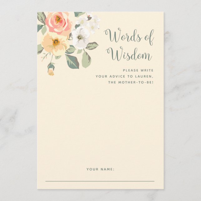 Conseil Jolie Pêche Florale | Carte Baby shower (Devant)