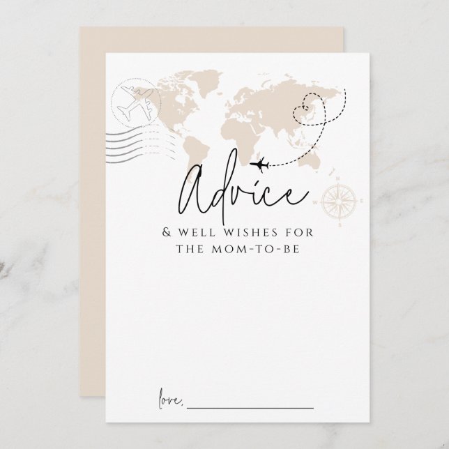 Conseil maman World Map Voyage Baby shower Carte d (Devant / Derrière)