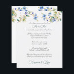 Conseil mariage Bonne volonté Aquarelle Bleu<br><div class="desc">Des conseils mariages et des feuilles de papier de bienvenue pour vos invités décorés de beaux fleurs sauvages bleus. Quelle belle façon de se souvenir de votre journée spéciale.</div>