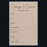 Conseil mariage et souhaite espagnol<br><div class="desc">Ces feuilles de papier simple, noir et kraft, moderne, minimaliste, manuscrite Espagnol Conseils & Voeux/Consejos y Deseos sont parfaites pour avoir une douche nuptiale, un dîner de répétition ou des invités mariages à remplir pour le couple heureux. Les gens vont adorer avoir les invites - ils rendent si facile de...</div>