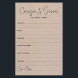 Conseil mariage et souhaite espagnol<br><div class="desc">Ces feuilles de papier simple, noir et kraft, moderne, minimaliste, manuscrite Espagnol Conseils & Voeux/Consejos y Deseos sont parfaites pour avoir une douche nuptiale, un dîner de répétition ou des invités mariages à remplir pour le couple heureux. Les gens vont adorer avoir les invites - ils rendent si facile de...</div>