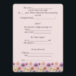 Conseil mariage Fleurs de printemps rose violet ja<br><div class="desc">Commentaire amusant,  cartes de conseils pour vos invités mariages. Belle aquarelle Fleurs de printemps sur un arrière - plan rose très clair. Personnalisez le texte à n'importe quelle question idiote,  amusante ou commentaires que vous voulez.</div>