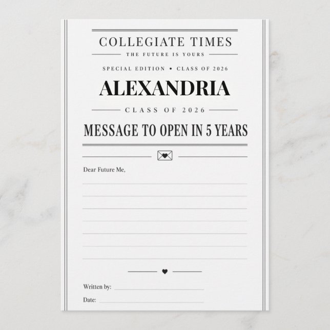 Conseil Message de fin d'études à ouvrir dans 5 ans Carte  (Devant)