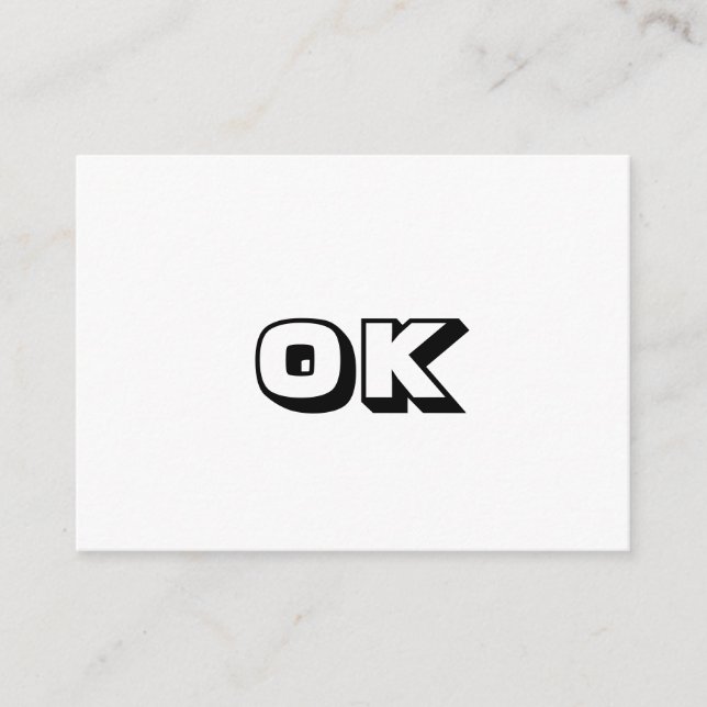 Conseil OK, OK, carte blanche noire moderne en gras (Devant)