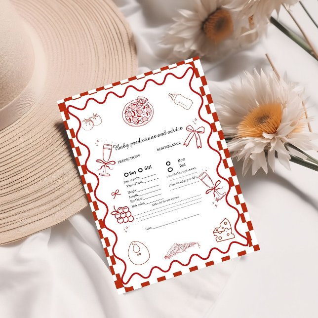 Conseil Pizza bébé prédiction Baby shower jeu Carte (Créateur téléchargé)