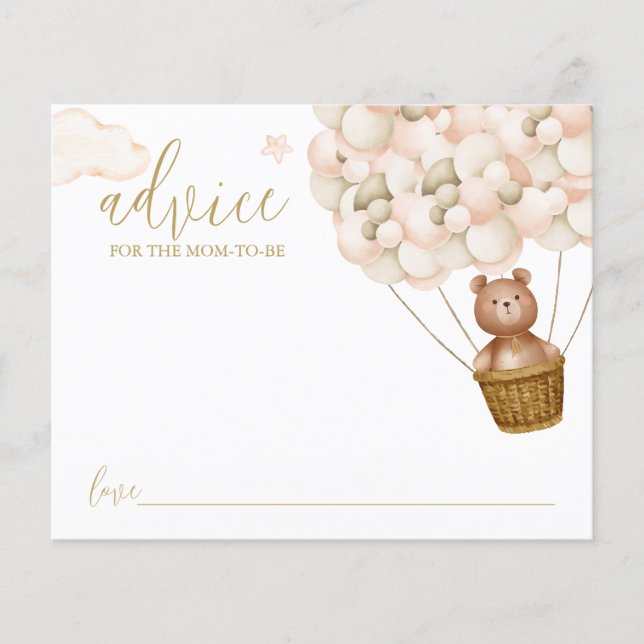 Conseil pour la carte Baby shower de l'ours en pel (Devant)