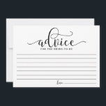 Conseil pour la mariée | Noir Moderne Calligraphie<br><div class="desc">Carte moderne et lunatique pour la mariée. Donnez des conseils avec cette carte moderne "conseil pour la mariée". C'est parfait pour les wedding showers et les mariés.</div>