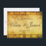 Conseil pour le Mariage du film Vieux<br><div class="desc">Cette carte de conseil et de voeux a un arrière - plan de film vintage double face. Idéal pour les cinéphiles ! L'avant contient des noms et du texte personnalisables de mariée et de mariée, et l'arrière est doublé pour l'écriture manuscrite. Faites-en un ensemble correspondant : Vieux Film Table Runer...</div>