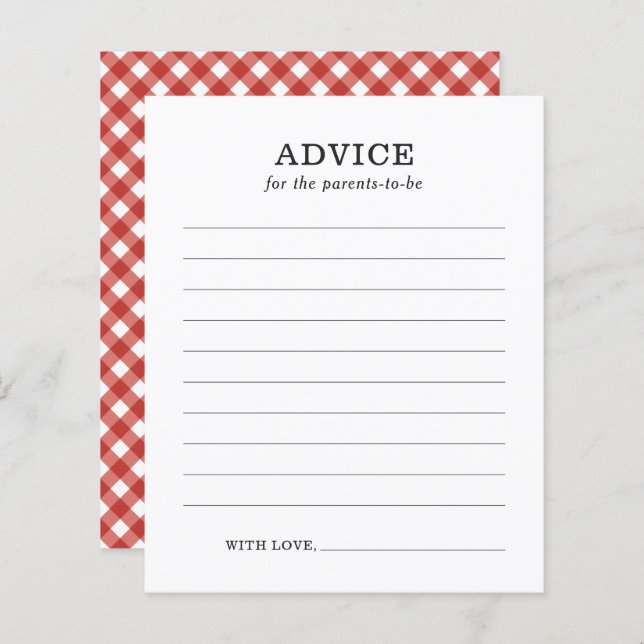 Conseil pour les parents Rustique Baby shower barb (Devant / Derrière)